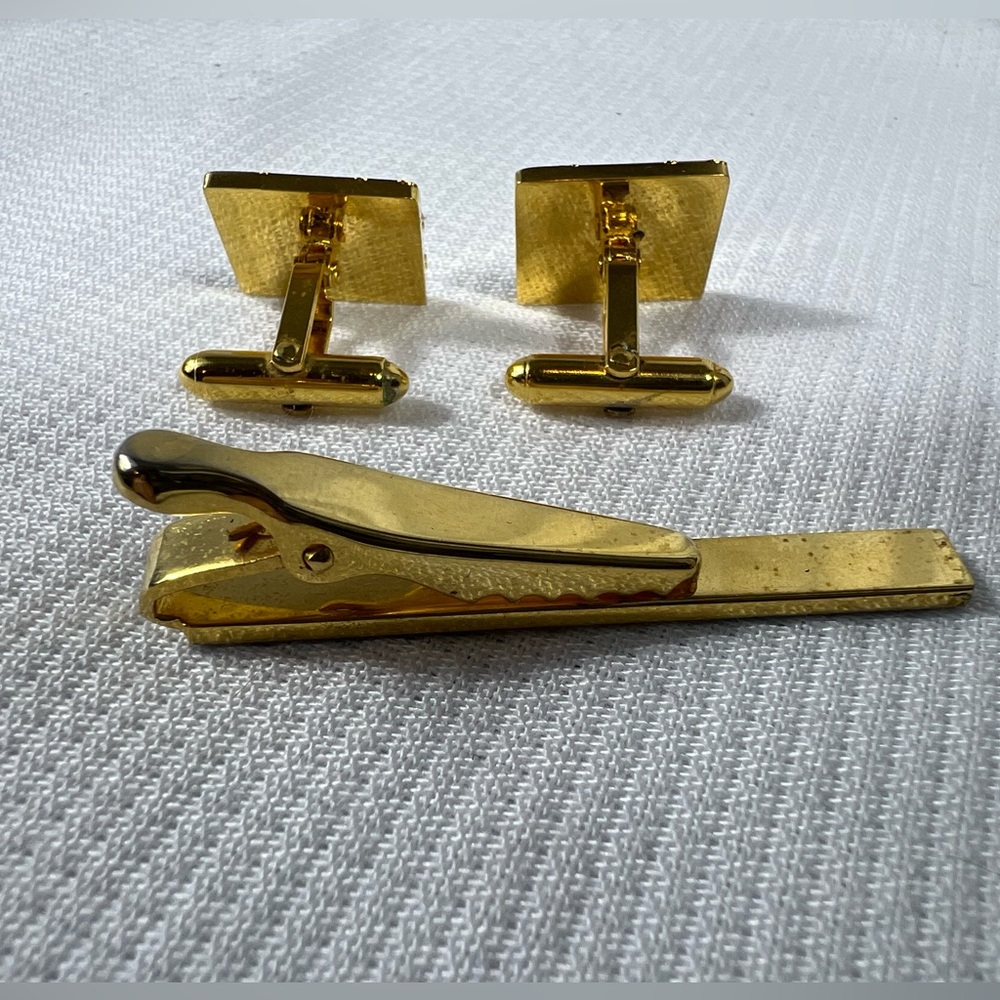 Dior Gold and Silver Cufflinks and Tie Clip Set - Picture 2 of 5